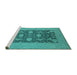 Sideview of Machine Washable Oriental Turquoise Industrial Area Rugs, wshurb2277turq