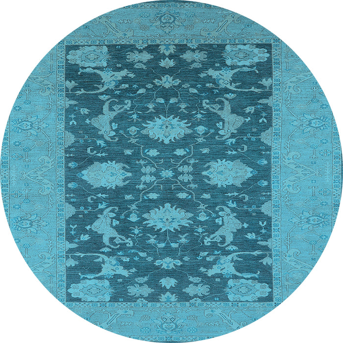 Round Oriental Light Blue Industrial Rug, urb2277lblu