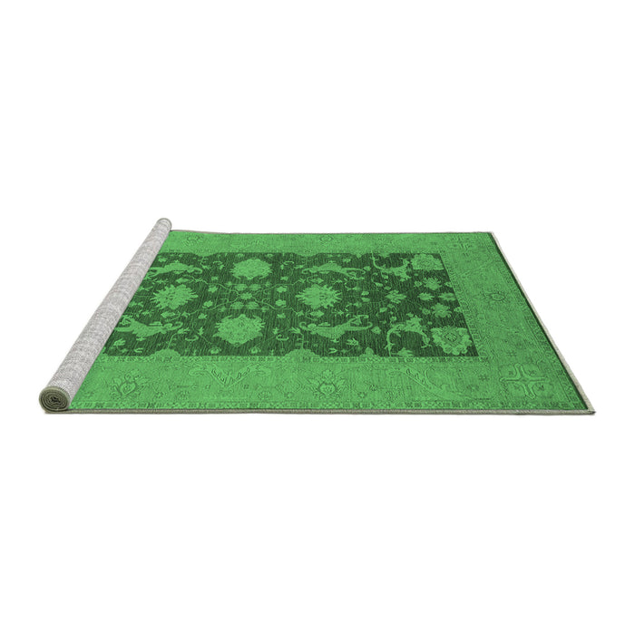 Sideview of Machine Washable Oriental Emerald Green Industrial Area Rugs, wshurb2277emgrn