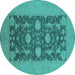 Round Oriental Turquoise Industrial Rug, urb2277turq