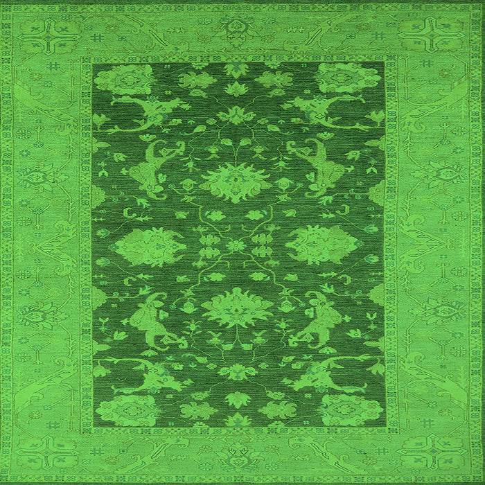 Square Machine Washable Oriental Green Industrial Area Rugs, wshurb2277grn