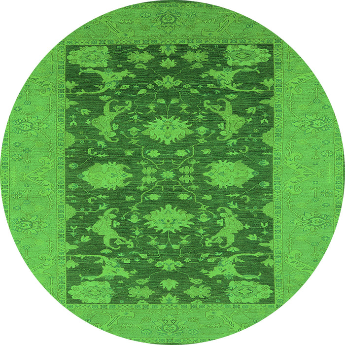 Round Oriental Green Industrial Rug, urb2277grn