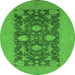 Round Oriental Green Industrial Rug, urb2277grn