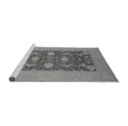 Sideview of Machine Washable Oriental Gray Industrial Rug, wshurb2277gry