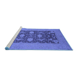 Sideview of Machine Washable Oriental Blue Industrial Rug, wshurb2277blu
