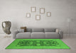 Machine Washable Oriental Green Industrial Area Rugs in a Living Room,, wshurb2277grn
