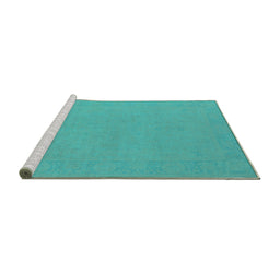 Sideview of Machine Washable Oriental Turquoise Industrial Area Rugs, wshurb2278turq