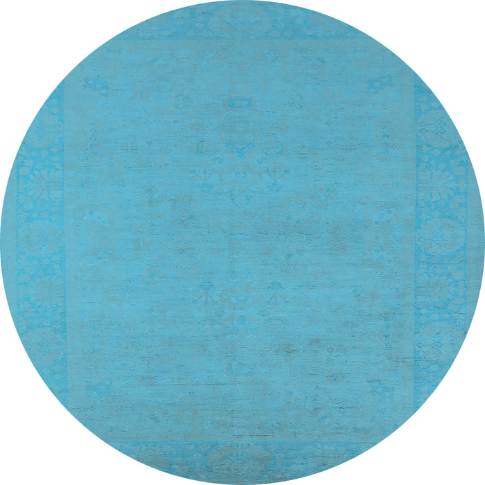 Round Oriental Light Blue Industrial Rug, urb2278lblu