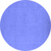 Round Machine Washable Oriental Blue Industrial Rug, wshurb2278blu