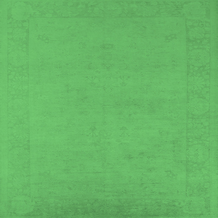 Square Machine Washable Oriental Emerald Green Industrial Area Rugs, wshurb2278emgrn