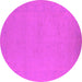 Round Machine Washable Oriental Pink Industrial Rug, wshurb2278pnk