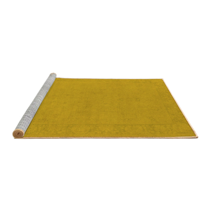 Sideview of Machine Washable Oriental Yellow Industrial Rug, wshurb2278yw