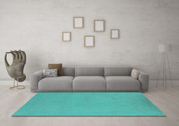Machine Washable Oriental Turquoise Industrial Area Rugs in a Living Room,, wshurb2278turq