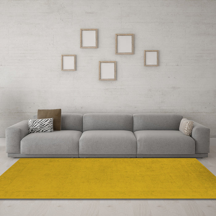 Machine Washable Oriental Yellow Industrial Rug in a Living Room, wshurb2278yw
