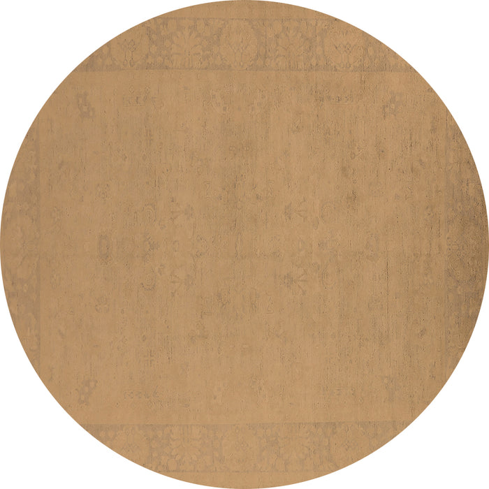 Round Oriental Brown Industrial Rug, urb2278brn