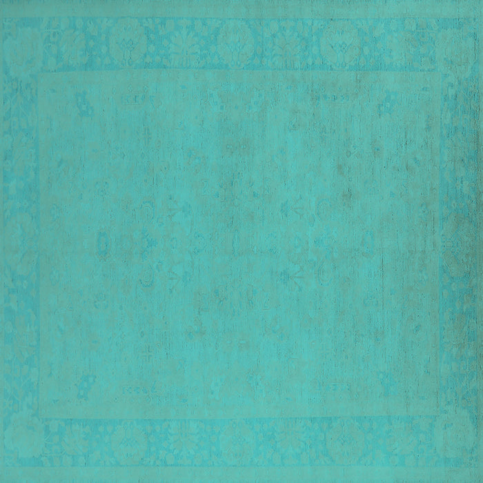 Square Machine Washable Oriental Turquoise Industrial Area Rugs, wshurb2278turq