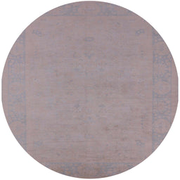 Round Mid-Century Modern Rosy Brown Pink Oriental Rug, urb2278