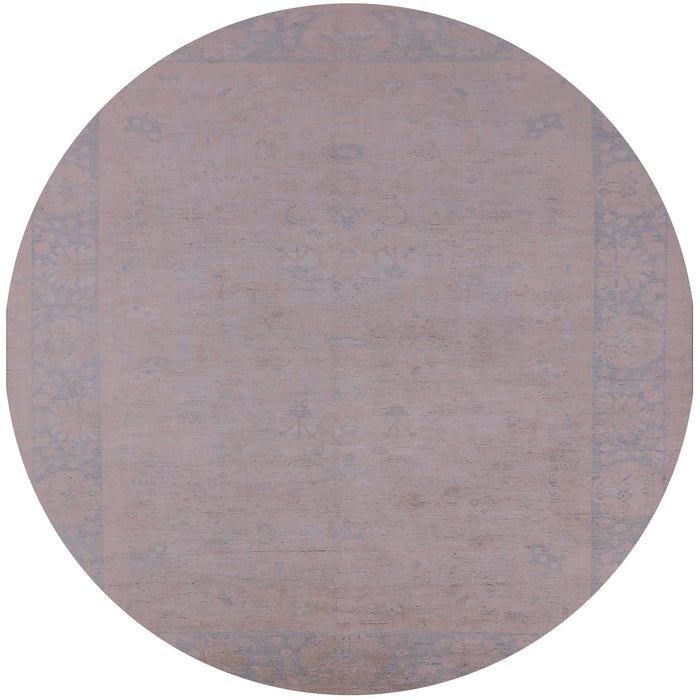 Round Mid-Century Modern Rosy Brown Pink Oriental Rug, urb2278