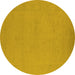 Round Oriental Yellow Industrial Rug, urb2278yw