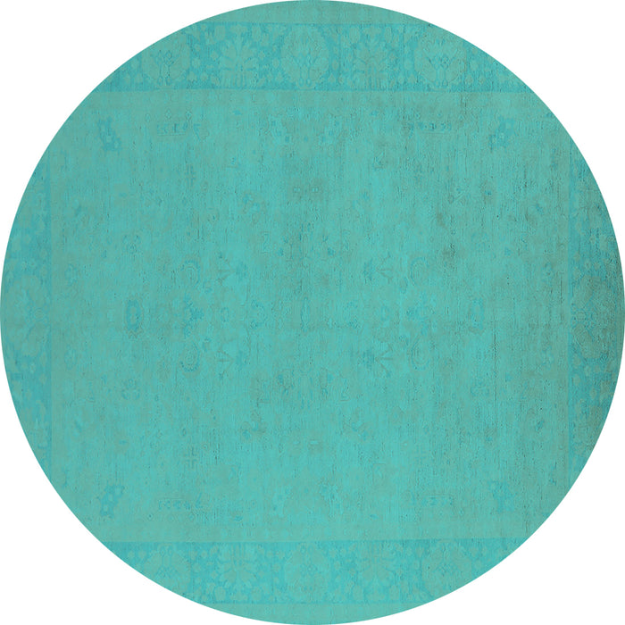 Round Oriental Turquoise Industrial Rug, urb2278turq