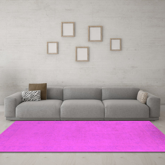 Machine Washable Oriental Pink Industrial Rug in a Living Room, wshurb2278pnk