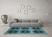 Machine Washable Oriental Light Blue Industrial Rug in a Living Room, wshurb2279lblu