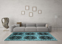 Machine Washable Oriental Light Blue Industrial Rug, wshurb2279lblu