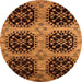 Round Machine Washable Oriental Orange Industrial Area Rugs, wshurb2279org