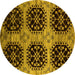 Round Oriental Yellow Industrial Rug, urb2279yw