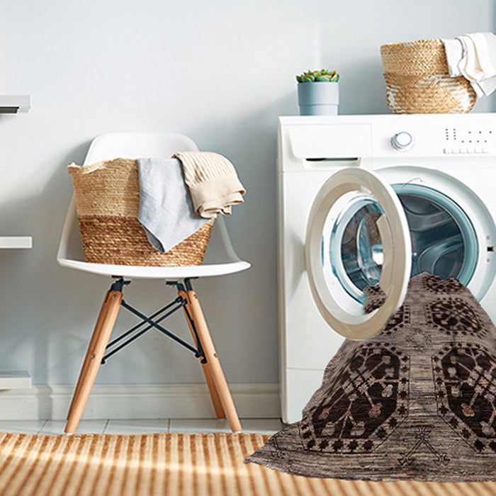 Machine Washable Industrial Modern Night Red Rug in a Washing Machine, wshurb2279