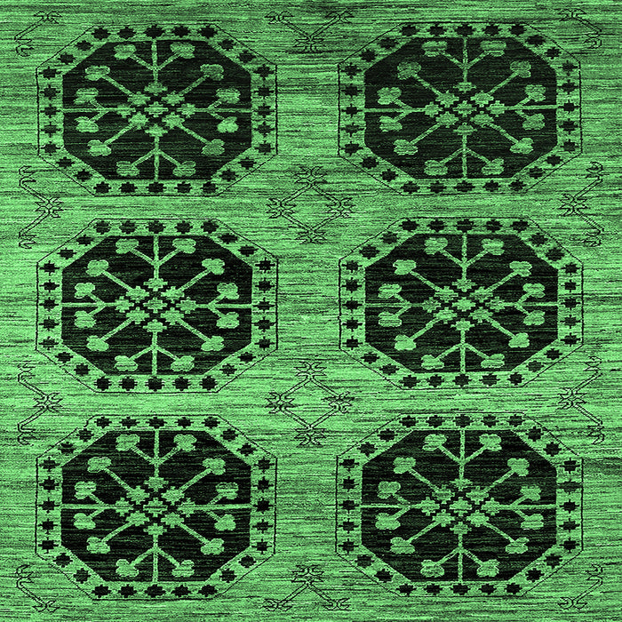Square Machine Washable Oriental Emerald Green Industrial Area Rugs, wshurb2279emgrn