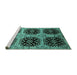 Sideview of Machine Washable Oriental Turquoise Industrial Area Rugs, wshurb2279turq