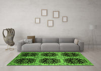 Machine Washable Oriental Green Industrial Rug, wshurb2279grn