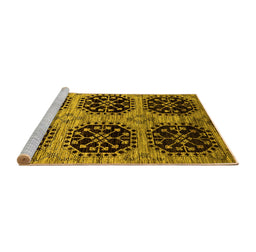 Sideview of Machine Washable Oriental Yellow Industrial Rug, wshurb2279yw