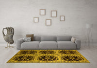 Machine Washable Oriental Yellow Industrial Rug, wshurb2279yw