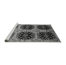 Sideview of Machine Washable Oriental Gray Industrial Rug, wshurb2279gry