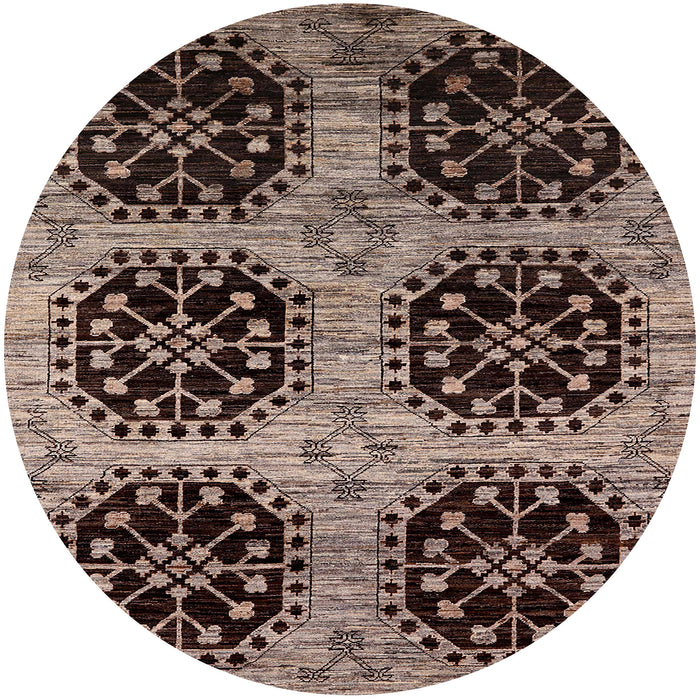 Round Mid-Century Modern Red Oriental Rug, urb2279