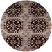 Round Mid-Century Modern Red Oriental Rug, urb2279