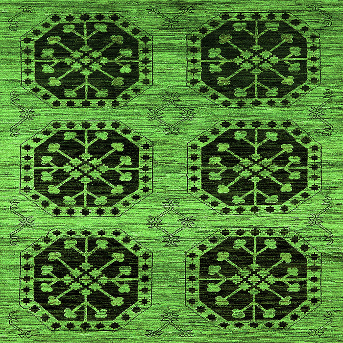 Square Machine Washable Oriental Green Industrial Area Rugs, wshurb2279grn