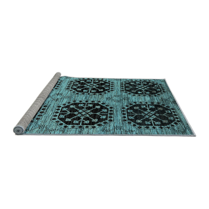 Sideview of Machine Washable Oriental Light Blue Industrial Rug, wshurb2279lblu