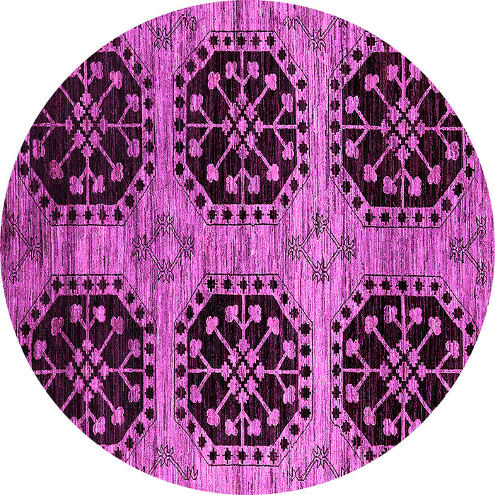 Round Oriental Pink Industrial Rug, urb2279pnk
