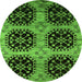 Round Machine Washable Oriental Green Industrial Area Rugs, wshurb2279grn