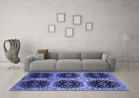 Machine Washable Oriental Blue Industrial Rug, wshurb2279blu