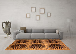 Machine Washable Oriental Orange Industrial Area Rugs in a Living Room, wshurb2279org