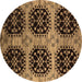 Round Oriental Brown Industrial Rug, urb2279brn