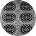 Round Machine Washable Oriental Gray Industrial Rug, wshurb2279gry