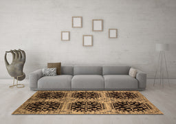 Machine Washable Oriental Brown Industrial Rug in a Living Room,, wshurb2279brn