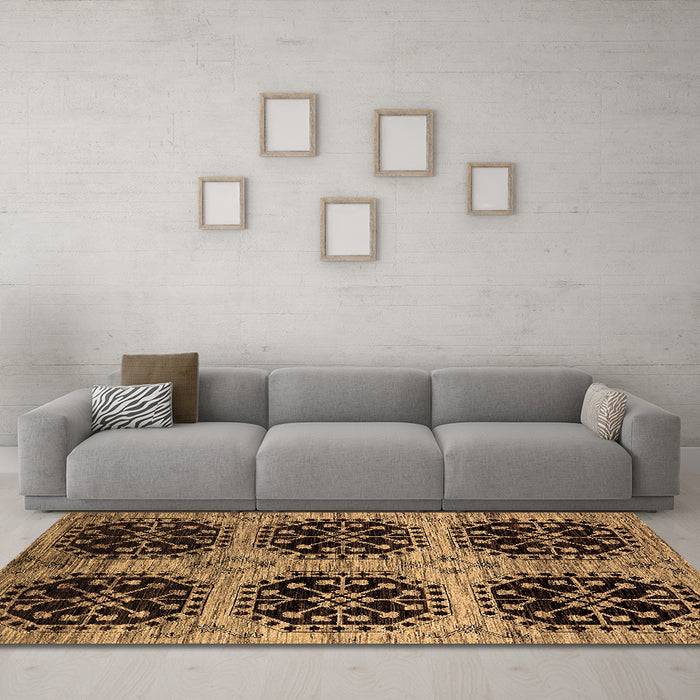 Machine Washable Oriental Brown Industrial Rug in a Living Room,, wshurb2279brn
