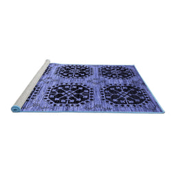 Sideview of Machine Washable Oriental Blue Industrial Rug, wshurb2279blu