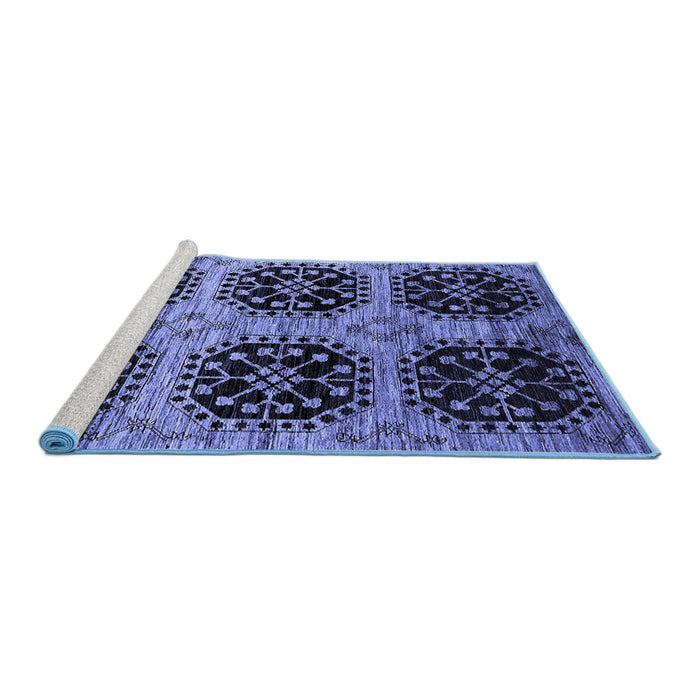 Sideview of Machine Washable Oriental Blue Industrial Rug, wshurb2279blu